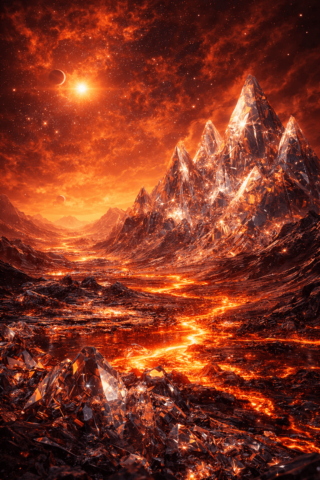 AI visualization of a turbulent giant-planet atmosphere shaped by immense storms.