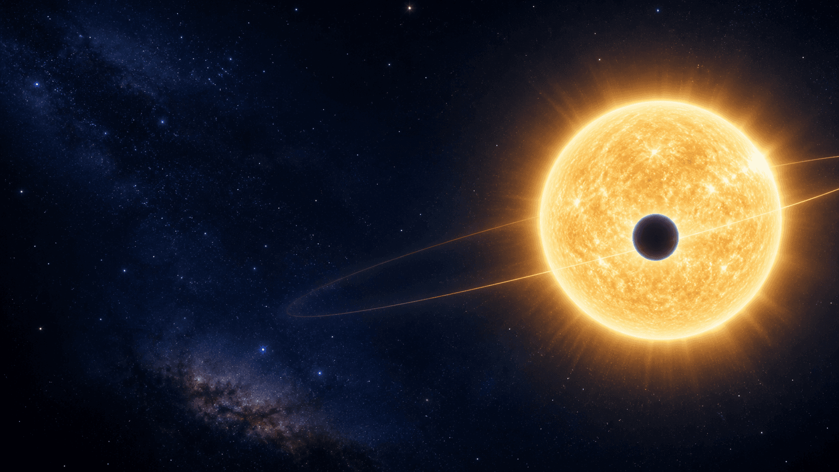 Planeta azul transitando frente a una estrella distante