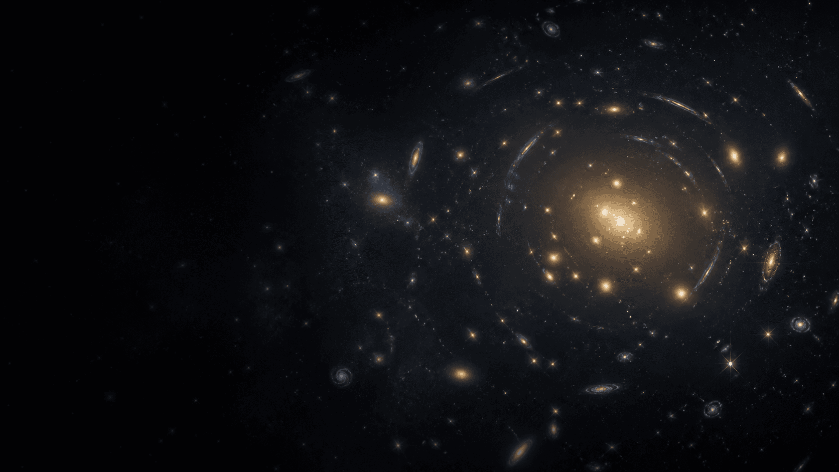 Red cósmica y galaxias que representan efectos gravitatorios invisibles