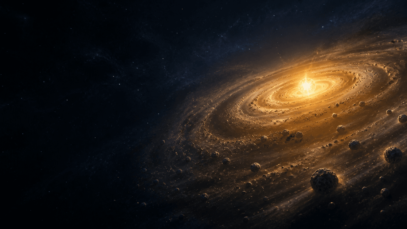 Disco protoplanetario girando alrededor de un Sol joven
