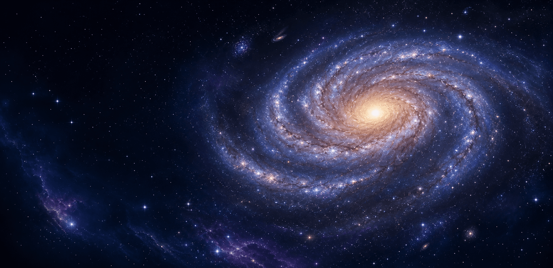 Galaxia espiral con brazos brillantes, polvo y muchas estrellas